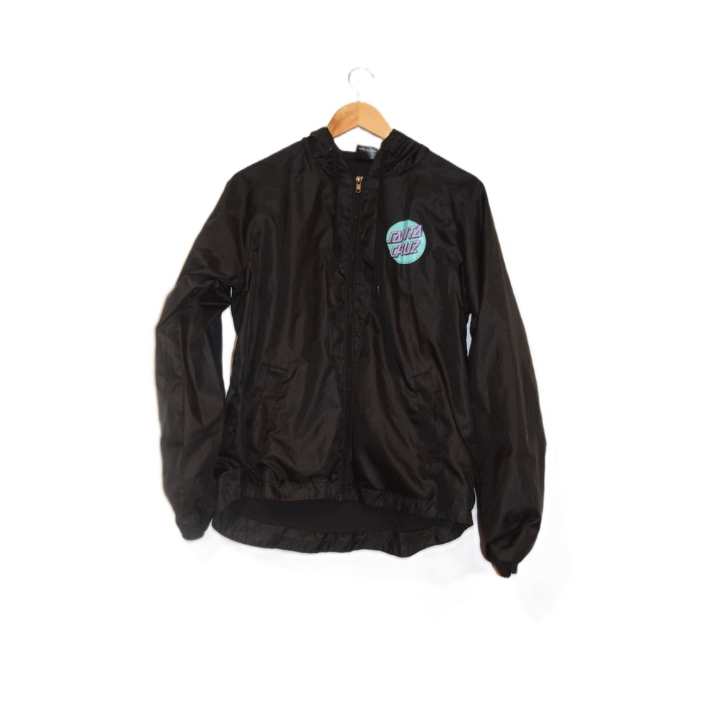 Santa Cruz Skateboards Black Windbreaker Jacket Retro‎ Logo Size M